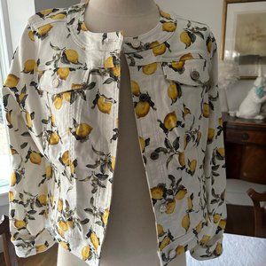 NWT WHBM Ladies Lemon Theme Jean Jacket